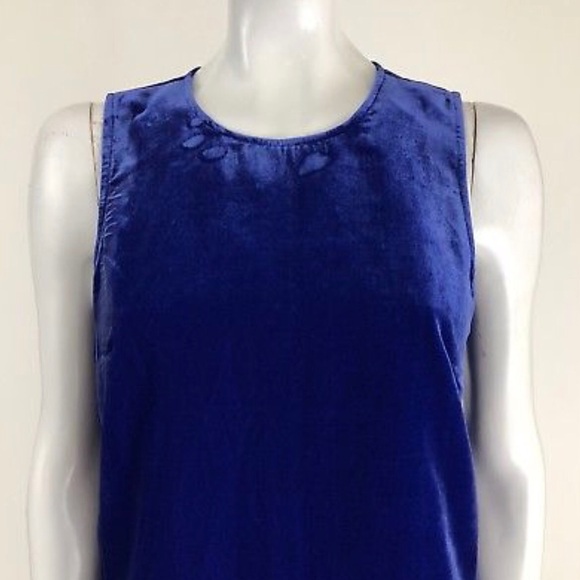 J. Crew Blue Drapey Velvet Peplum Tank Top Sz 2 - Picture 2 of 5